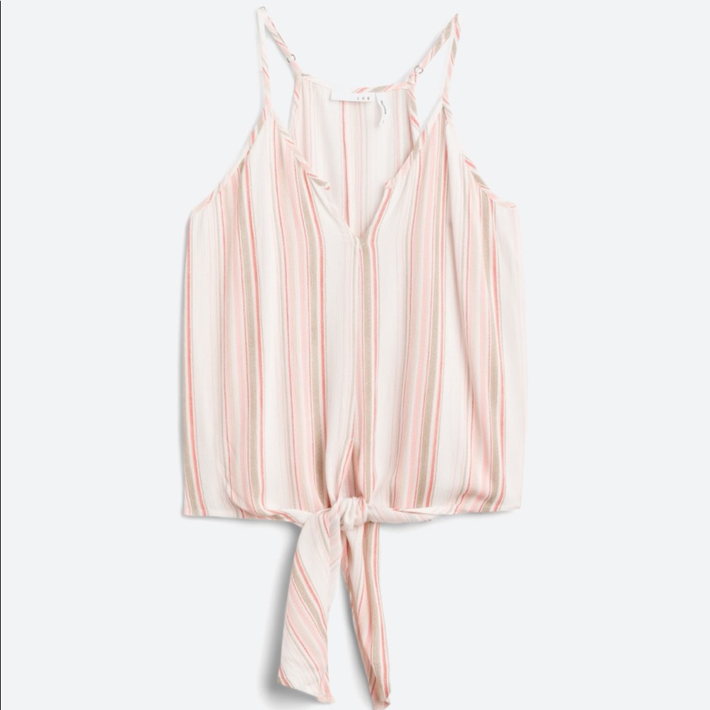 * Luq Charlotte Tie Front Striped Top Size XL